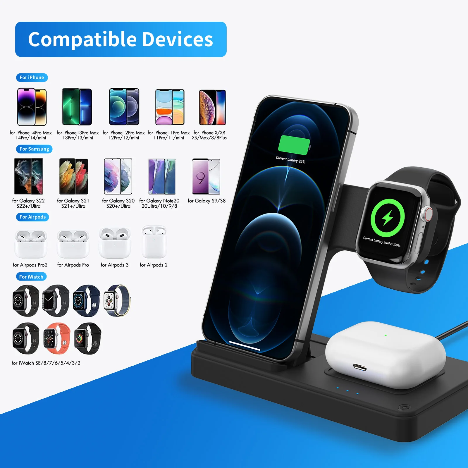 3 In 1 Wireless Charging Station Magnetic Fast Charging 18W - Image 5
