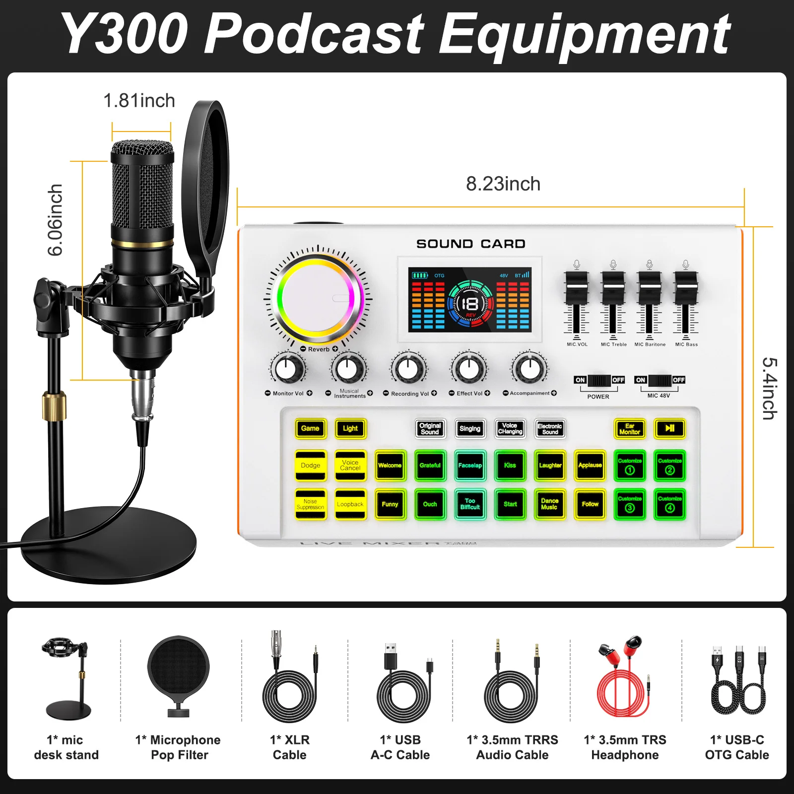 TENLAMP Y300 BM800 Podcast Microphone Bundle with Audio Mixer Professional - Image 8