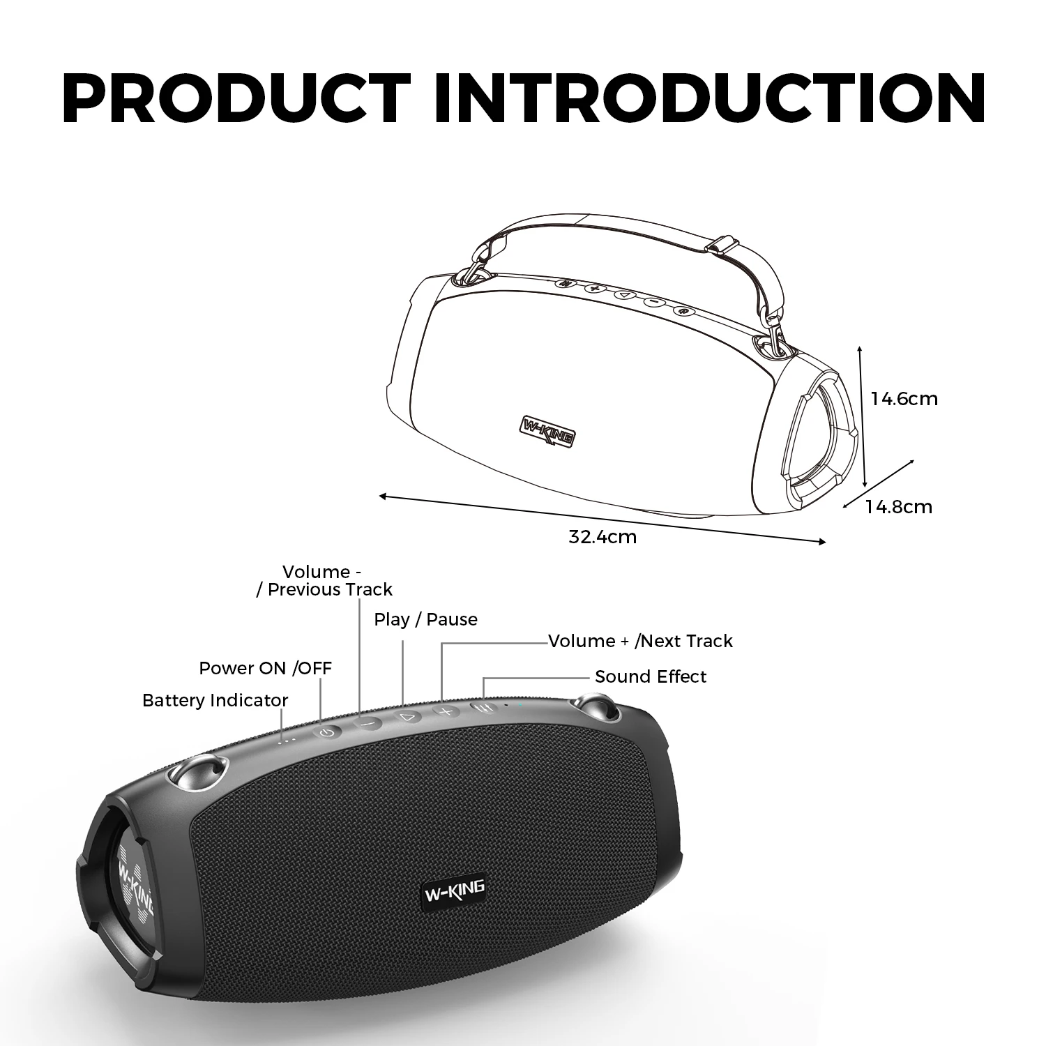 W-KING X10 Bluetooth Speaker, 120W Max Portable Loud Speakers Boombox - Image 10
