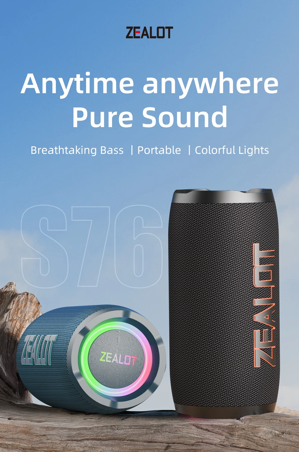 ZEALOT-S76 50W Portable Bluetooth Speaker Wireless Waterproof Outdoor - Image 8