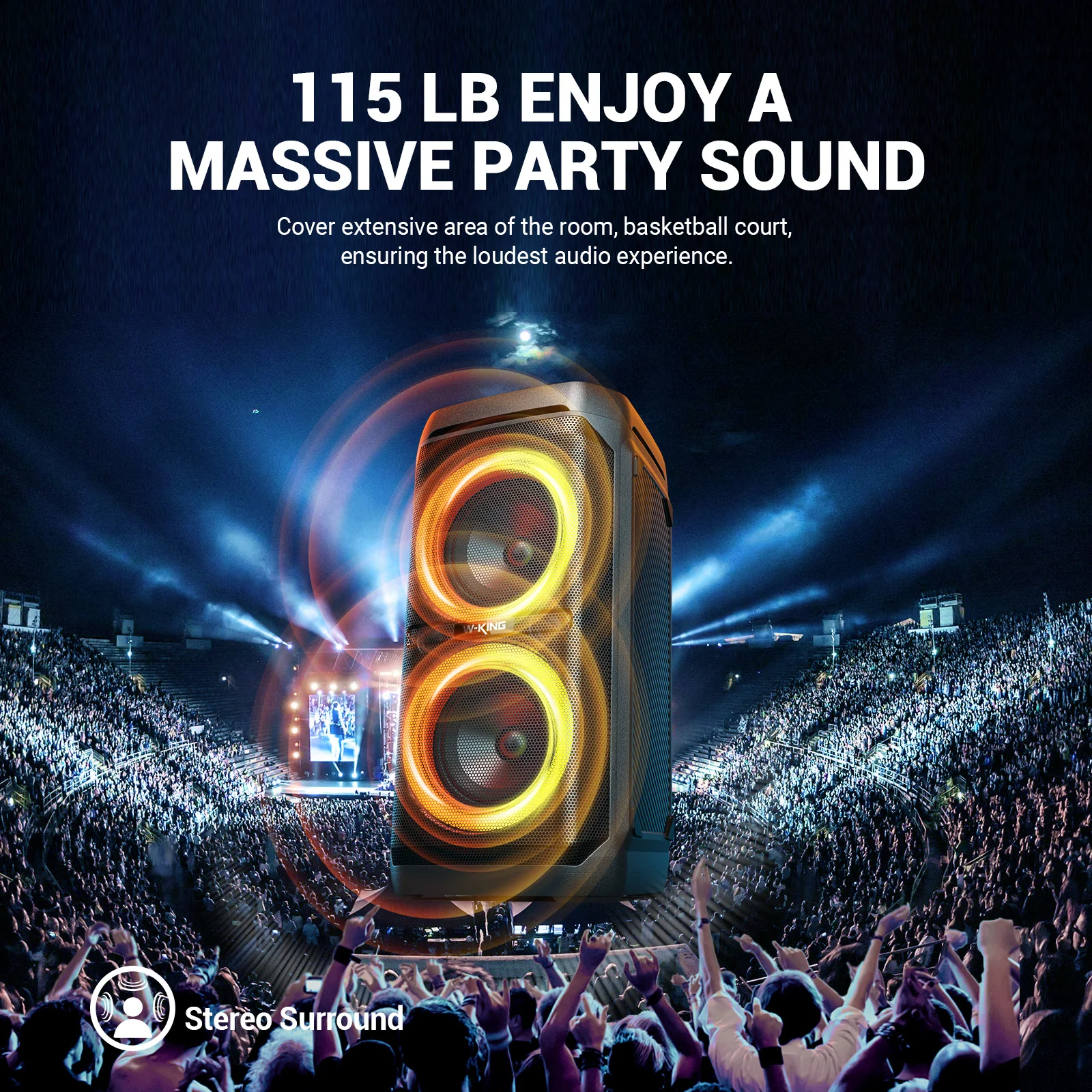 W-KING T11 Bluetooth Speakers,100W RMS, IPX6 Waterproof, BT 5.3 Portable - Image 2