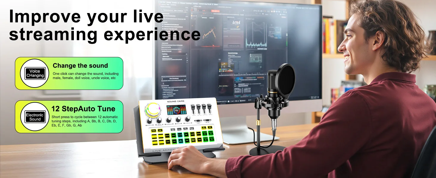 TENLAMP Y300 BM800 Podcast Microphone Bundle with Audio Mixer Professional - Image 11