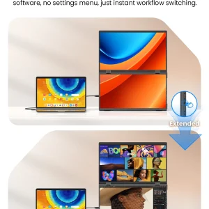 EVICIV 15.6" FHD Triple Portable Dual Monitor & Laptop Screen Extender 1080P - Thumbnail Image 4