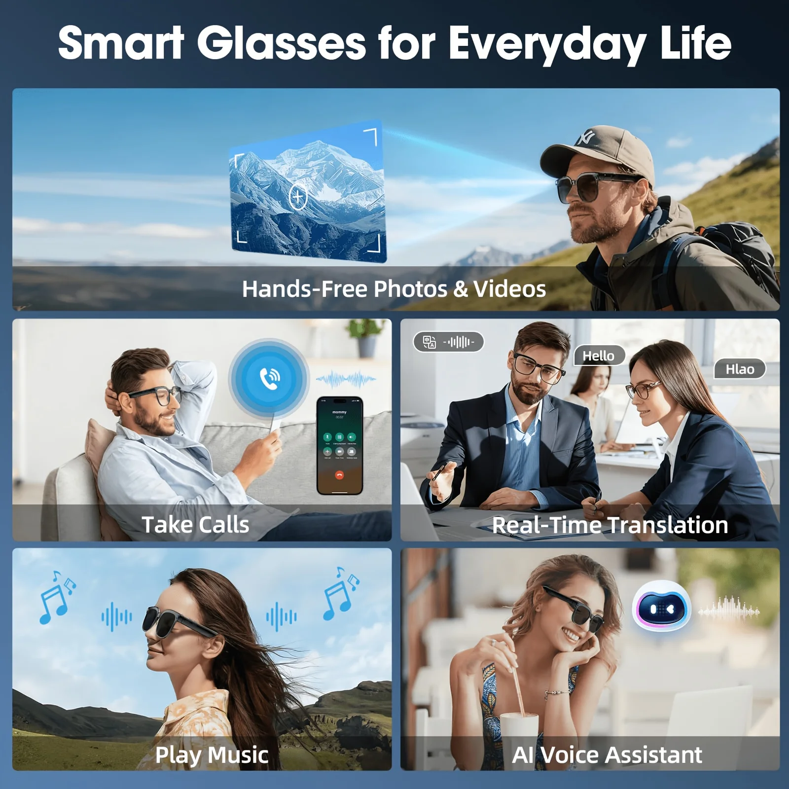 Smart camera glasses, 8-megapixel HD video recording glasses (with audio) - Image 4