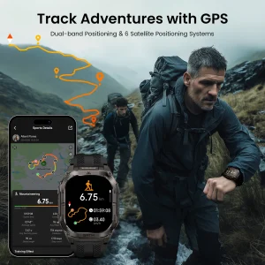 KOSPET TANK M4C Advanced GPS Smartwatch for Men MIL-STD-810H Tough 5ATM Waterproof - Thumbnail Image 3