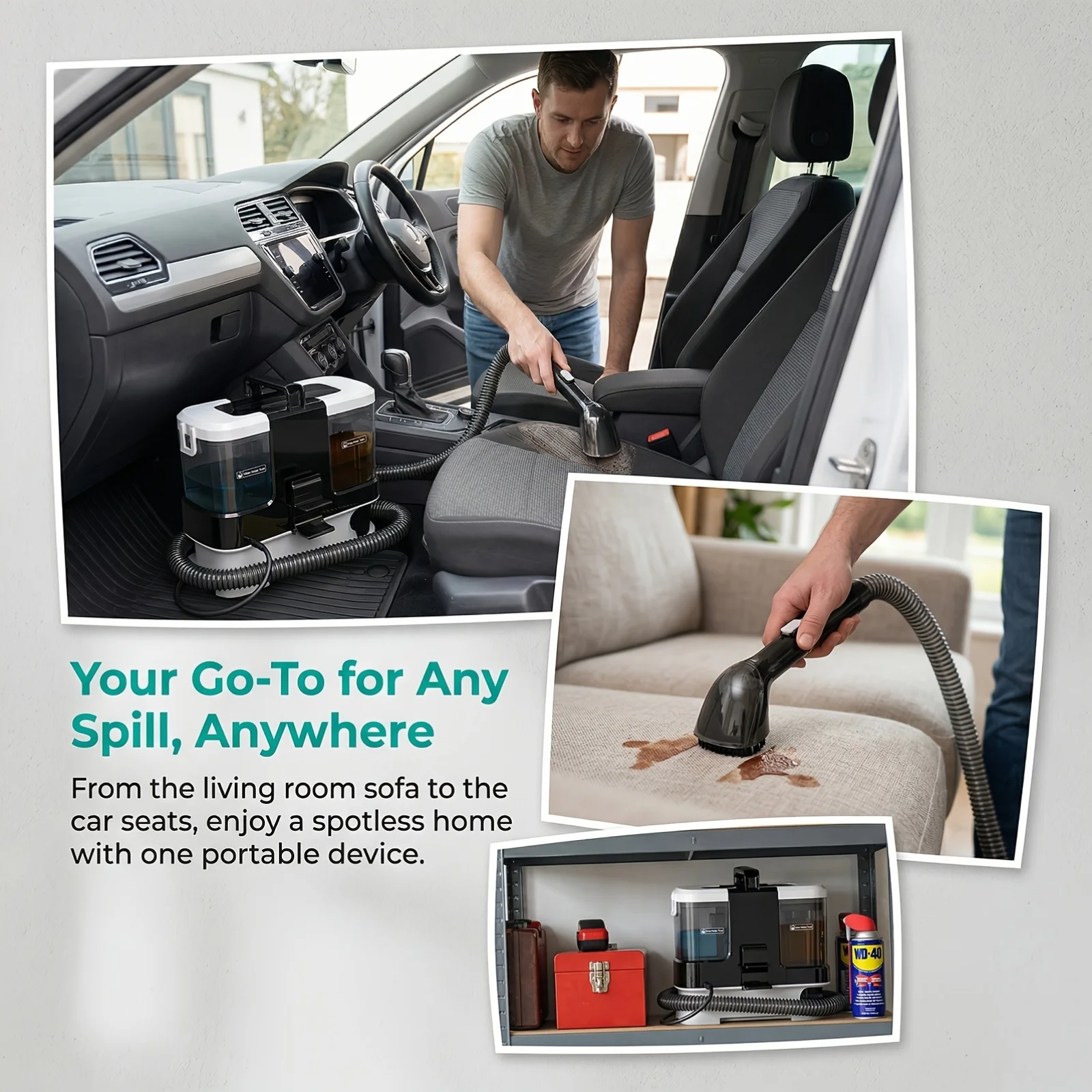 Lubluelu V2 Portable Carpet Upholstery Spot Cleaner 3-in-1 Spray Brush - Image 3