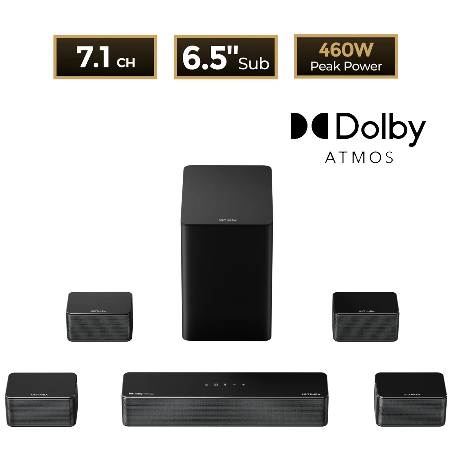 ULTIMEA 500W 7.1ch Dolby Atmos Soundbar with Wireless Subwoofer - Image 8