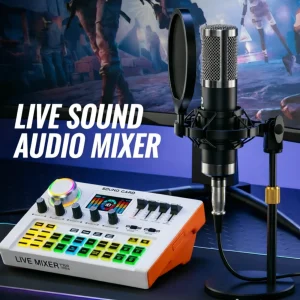 TENLAMP Y300 BM800 Podcast Microphone Bundle with Audio Mixer Professional - Thumbnail Image 2