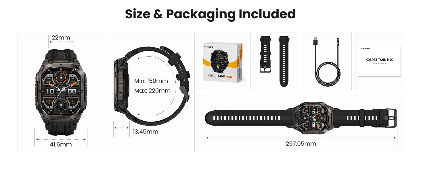 KOSPET TANK M4C Advanced GPS Smartwatch for Men MIL-STD-810H Tough 5ATM Waterproof - Image 16