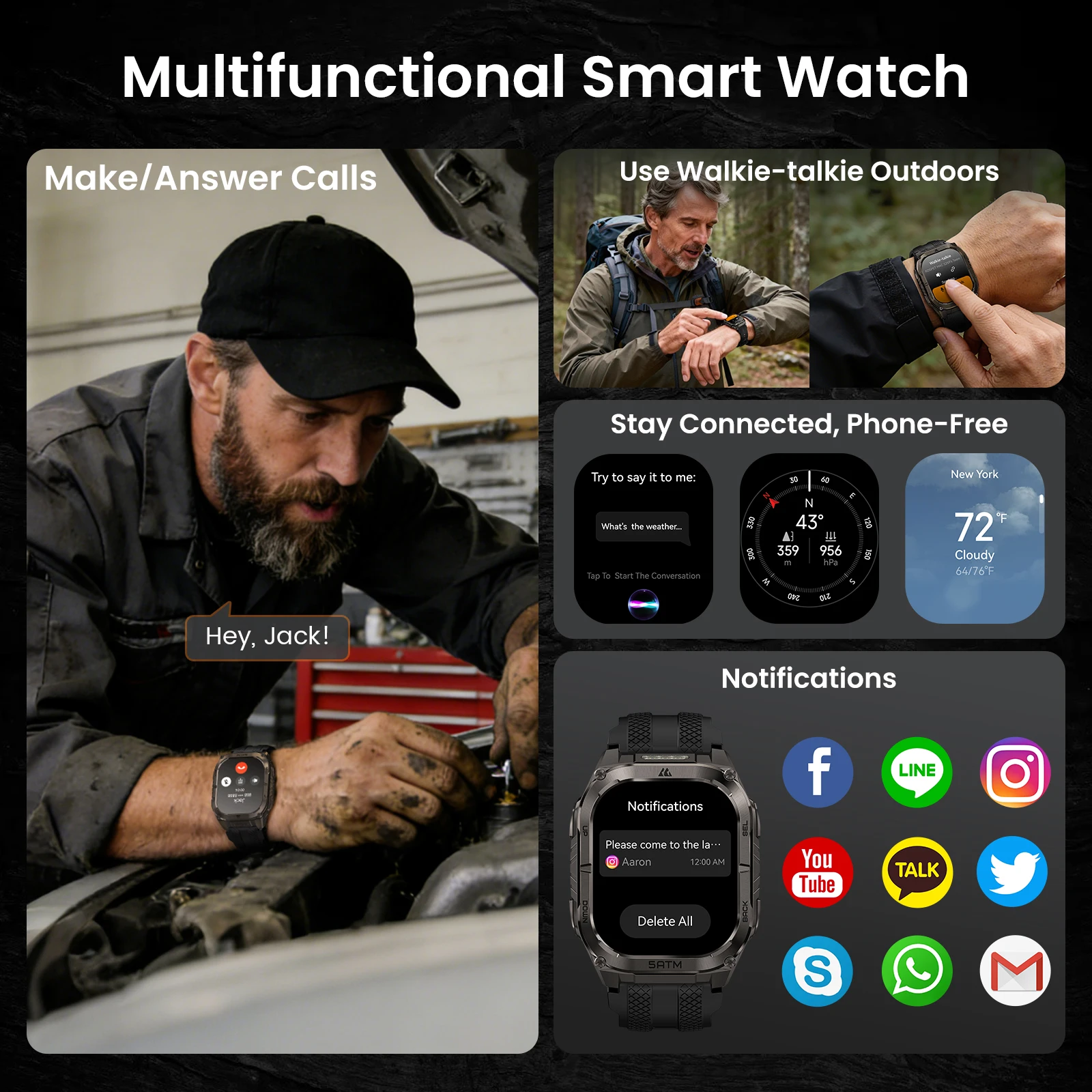 KOSPET TANK M4C Advanced GPS Smartwatch for Men MIL-STD-810H Tough 5ATM Waterproof - Image 6