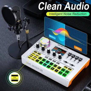 TENLAMP Y300 BM800 Podcast Microphone Bundle with Audio Mixer Professional - Thumbnail Image 3
