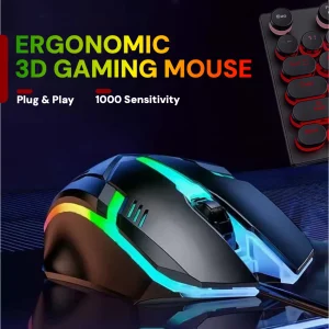 Gaming Keyboard Mouse Headset Combo Wired 3.5mm Headphones Set - Thumbnail Image 7
