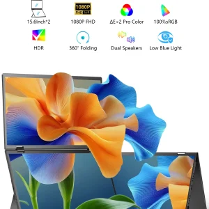 EVICIV 15.6" FHD Triple Portable Dual Monitor & Laptop Screen Extender 1080P - Thumbnail Image 2