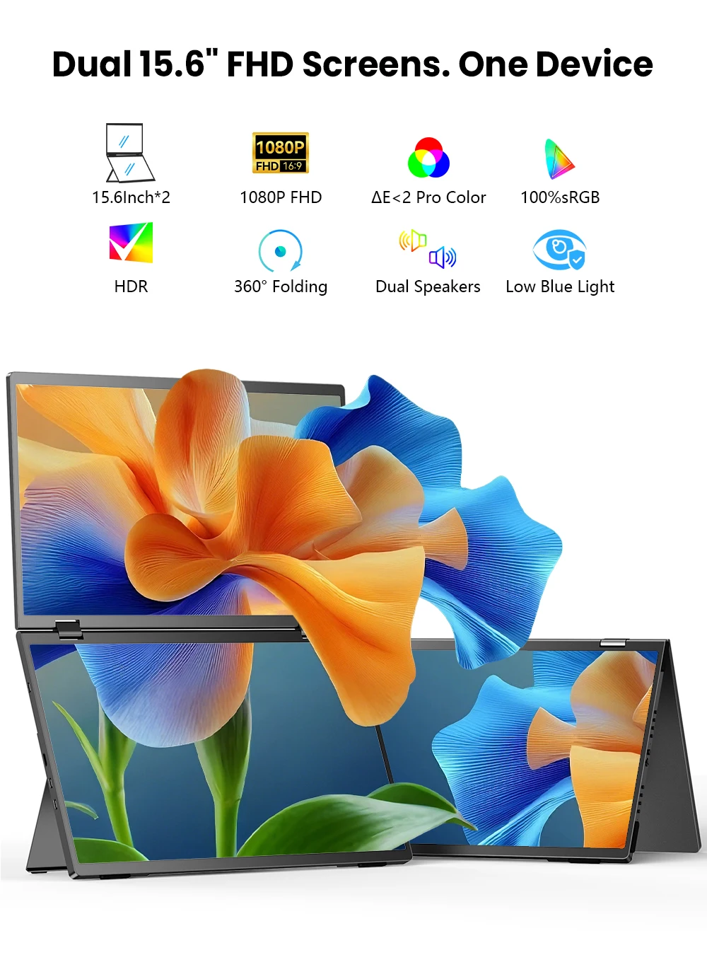 EVICIV 15.6" FHD Triple Portable Dual Monitor & Laptop Screen Extender 1080P - Image 2