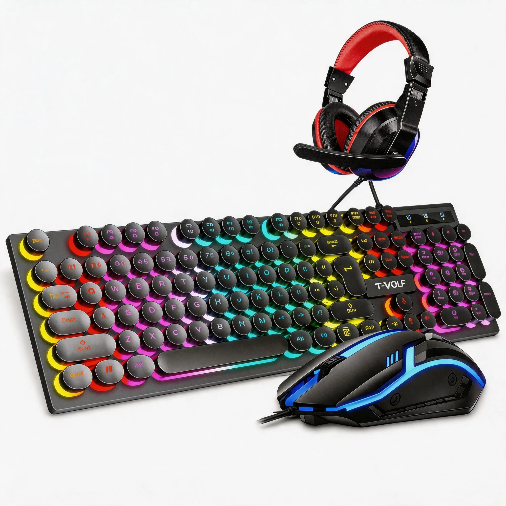 Gaming Keyboard Mouse Headset Combo Wired 3.5mm Headphones Set - Image 11