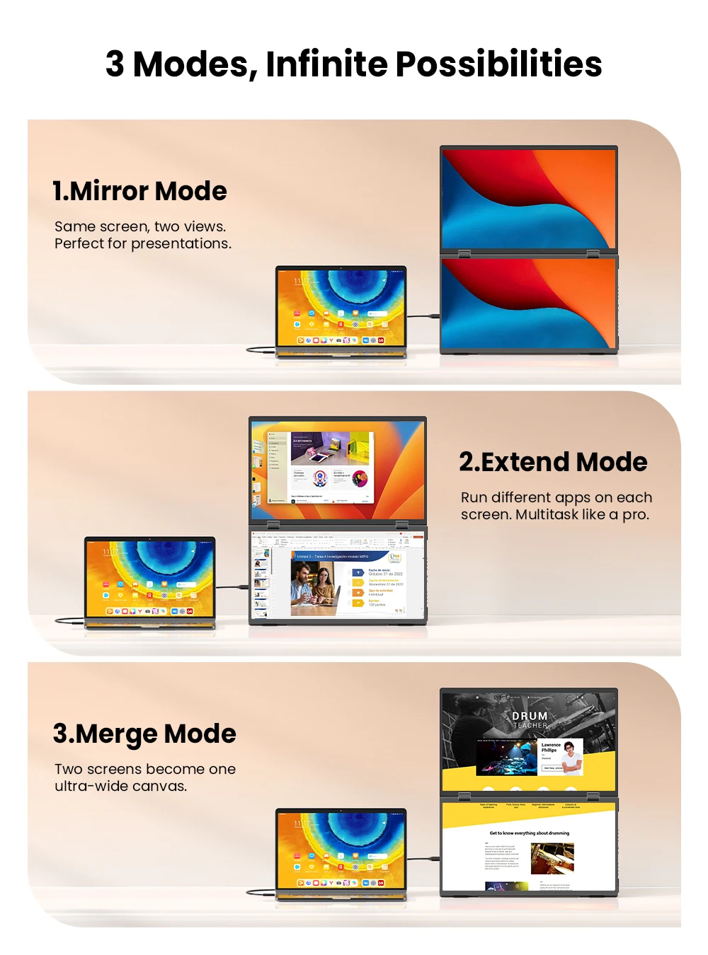 EVICIV 15.6" FHD Triple Portable Dual Monitor & Laptop Screen Extender 1080P - Image 7