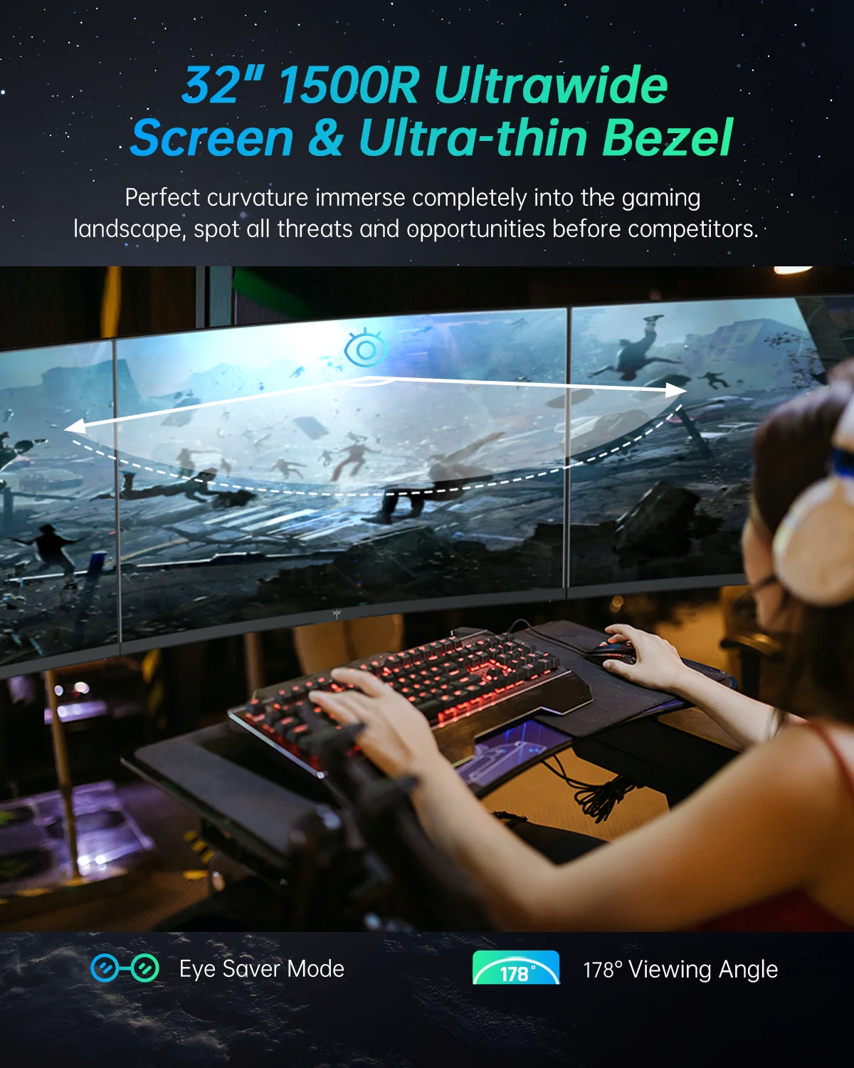 KTC 32 Inch Curved Monitor VA 1500R, 2K QHD 1440P@180Hz - Image 6