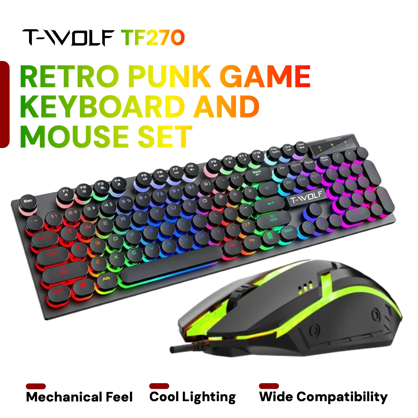 Gaming Keyboard Mouse Headset Combo Wired 3.5mm Headphones Set - Image 2