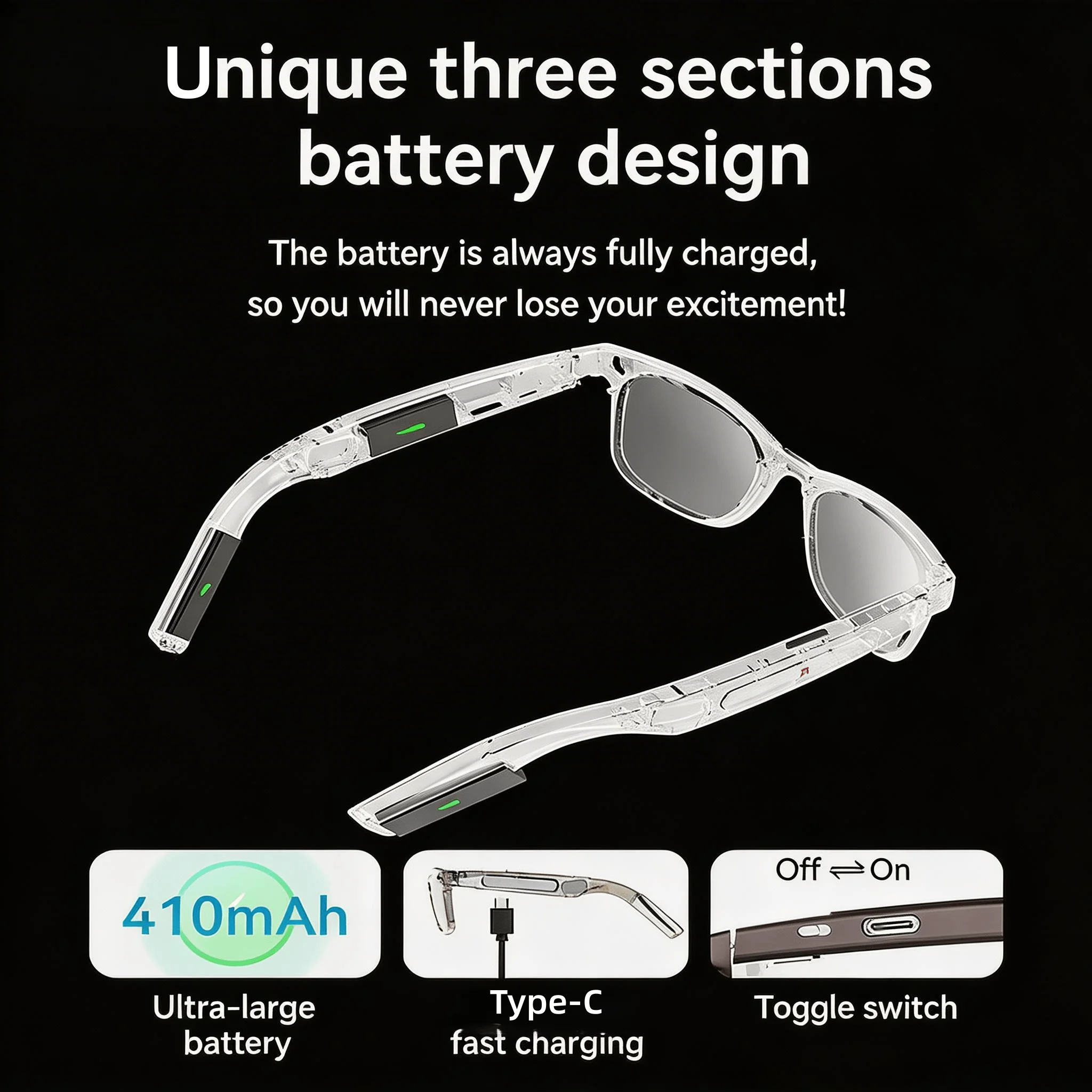 4K Camera Glasses with AI Smart Features And Object Recognition - Image 3