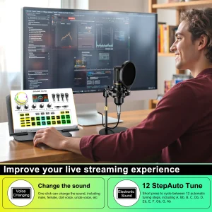 TENLAMP Y300 BM800 Podcast Microphone Bundle with Audio Mixer Professional - Thumbnail Image 6