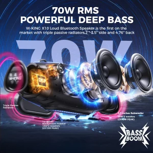 W-KING X10 Bluetooth Speaker, 120W Max Portable Loud Speakers Boombox - Thumbnail Image 2