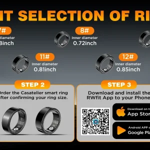 Wearable Smart Ring, Durable Stainless Steel, Lightweight Wireless Bluetooth - Thumbnail Image 9