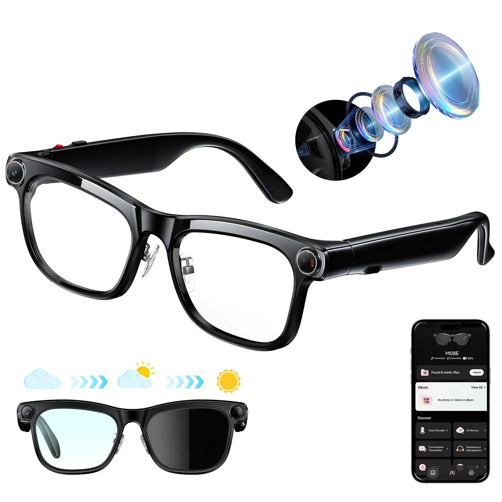KAIGERR 300mAh Smart Glasses 4K 1300W Pixels Camera Video Recording - Image 8