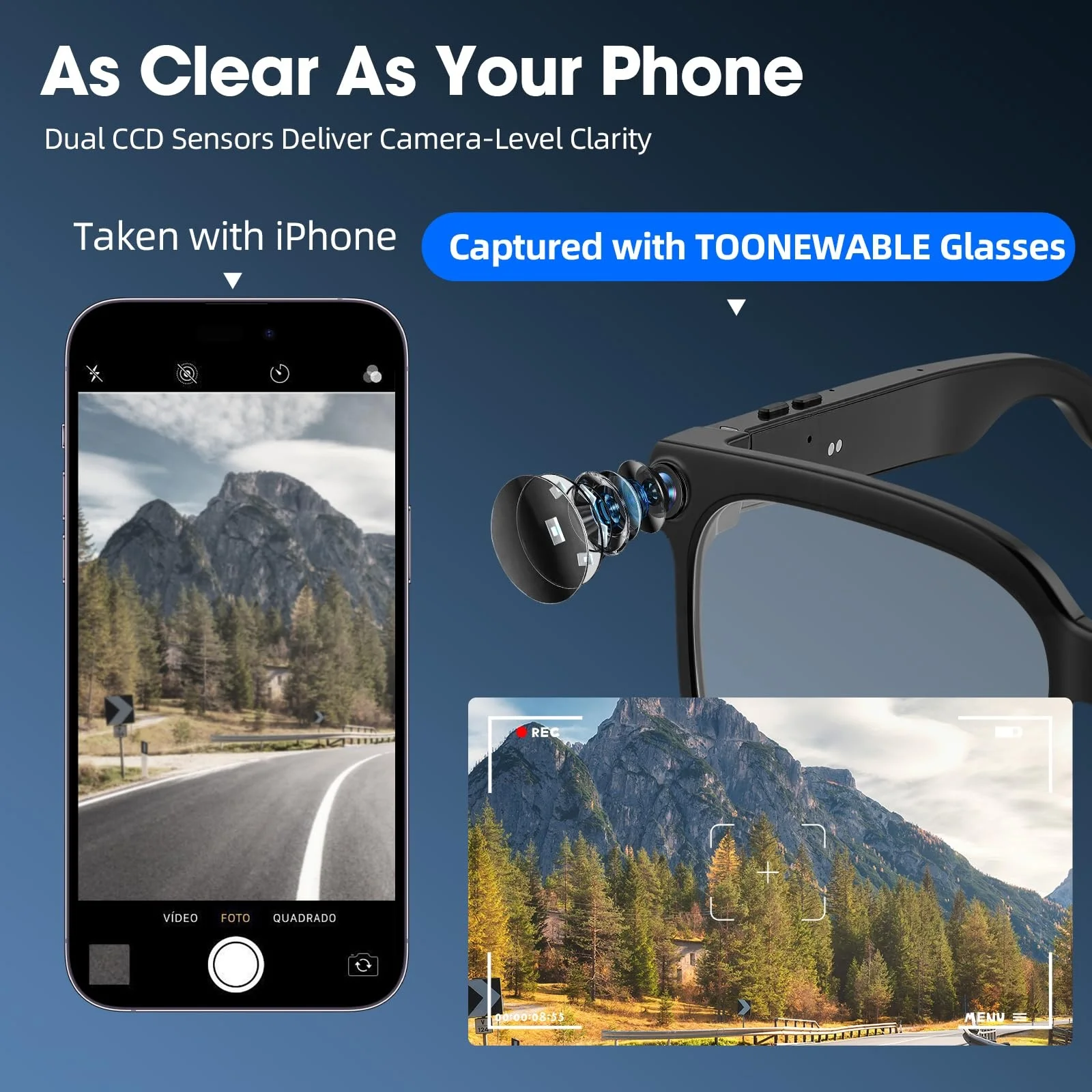 Smart camera glasses, 8-megapixel HD video recording glasses (with audio) - Image 3