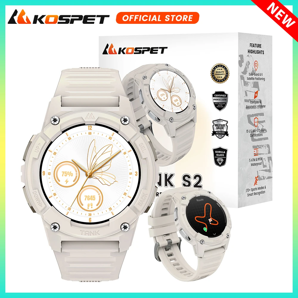 KOSPET TANK S2 GPS Smart Watch For Women Compass Altimeter Barometer Bluetooth - Image 1