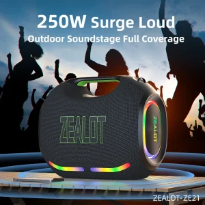 ZEALOT-ZE21 250W Big Power Wireless TWS Subwoofer Bluetooth Speaker - Thumbnail Image 3