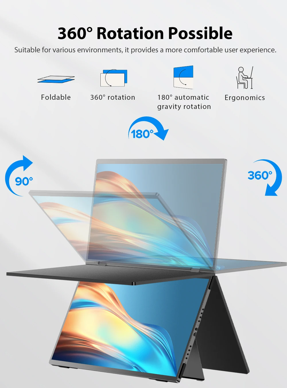 EVICIV 15.6" FHD Triple Portable Dual Monitor & Laptop Screen Extender 1080P - Image 8