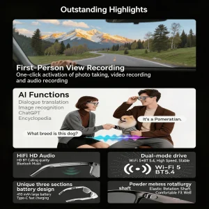 4K Camera Glasses with AI Smart Features And Object Recognition - Thumbnail Image 4