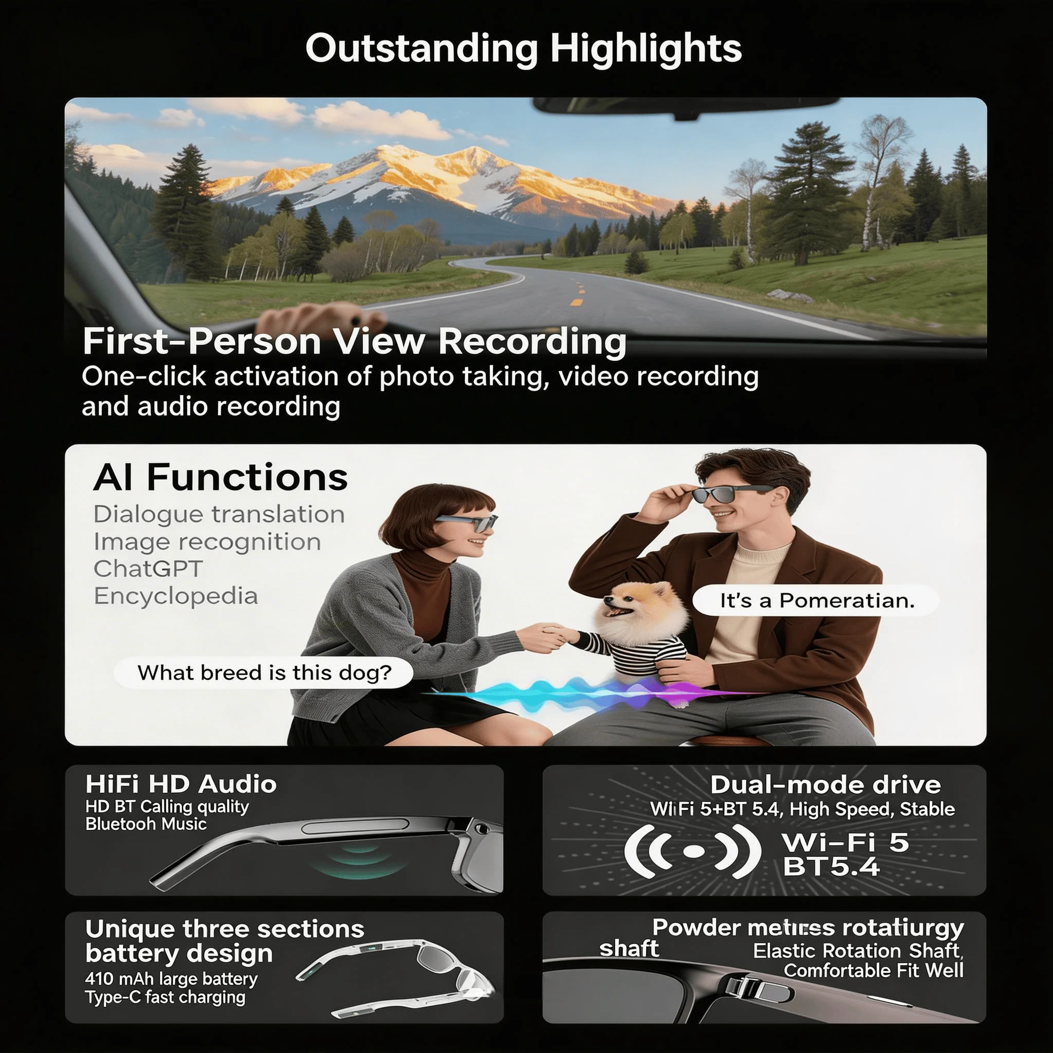 4K Camera Glasses with AI Smart Features And Object Recognition - Image 4