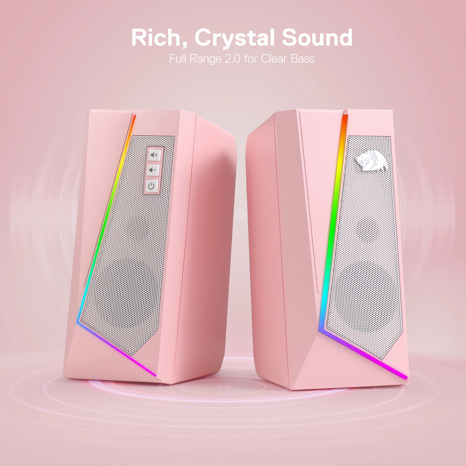Redragon GS520 RGB Desktop Speakers, 2.0 Channel PC Stereo - Image 6