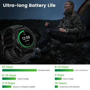 KOSPET TANK S2 GPS Smart Watch For Women Compass Altimeter Barometer Bluetooth - Thumbnail Image 4