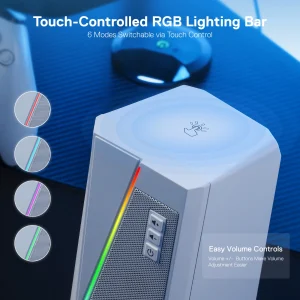 Redragon GS520 RGB Desktop Speakers, 2.0 Channel PC Stereo - Thumbnail Image 4