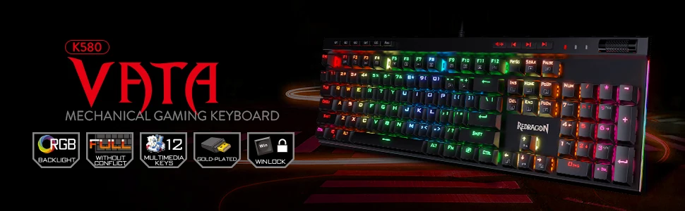 Redragon K580 VATA RGB 104 Keys LED USB Backlit Mechanical Gaming - Image 8