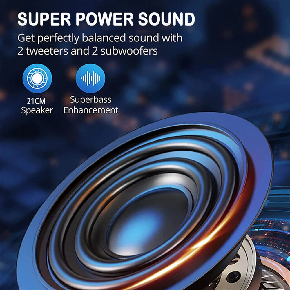 3000W Portable Bluetooth Sub Woofer Heavy Bass Sound System - Image 3