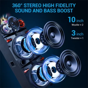 9000W Portable Bluetooth Speaker Heavy Bass Sound System - Thumbnail Image 3