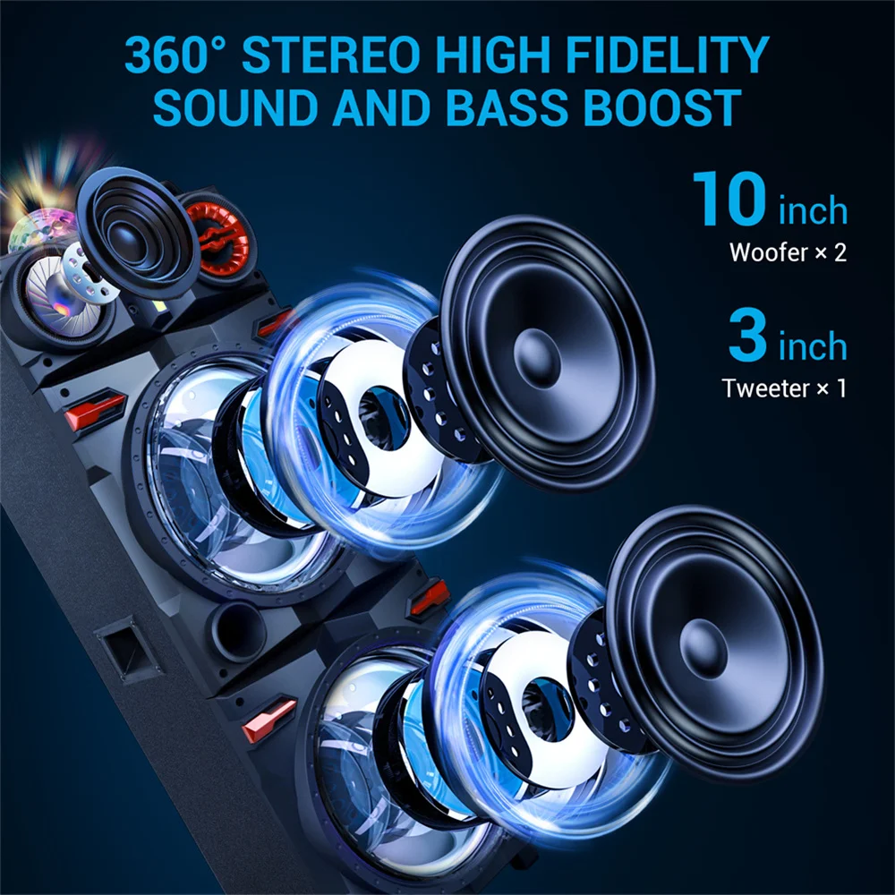 9000W Portable Bluetooth Speaker Heavy Bass Sound System - Image 3