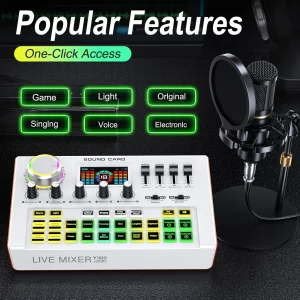 TENLAMP Y300 BM800 Podcast Microphone Bundle with Audio Mixer Professional - Thumbnail Image 4