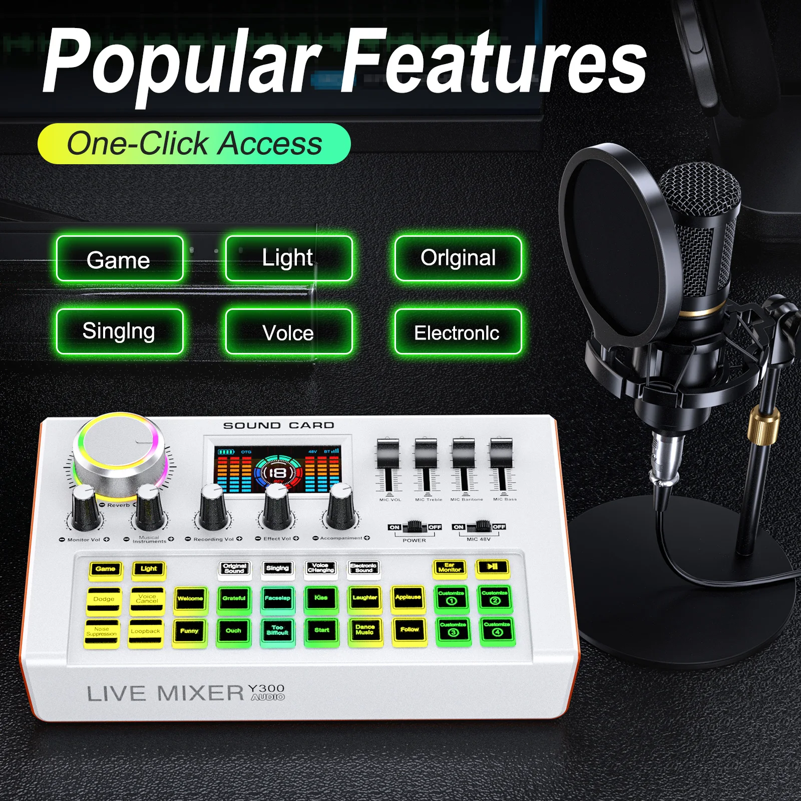 TENLAMP Y300 BM800 Podcast Microphone Bundle with Audio Mixer Professional - Image 4