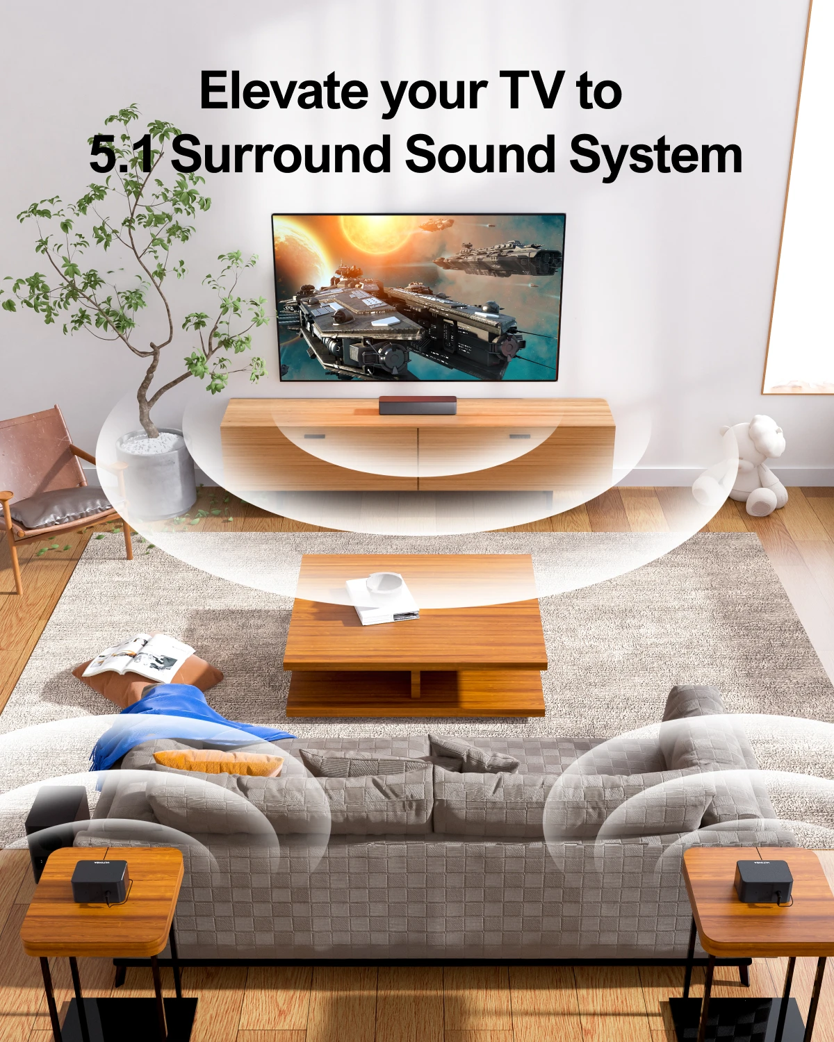 ULTIMEA 5.1 Virtual Surround Soundbar, 3D Surround Sound System - Image 3