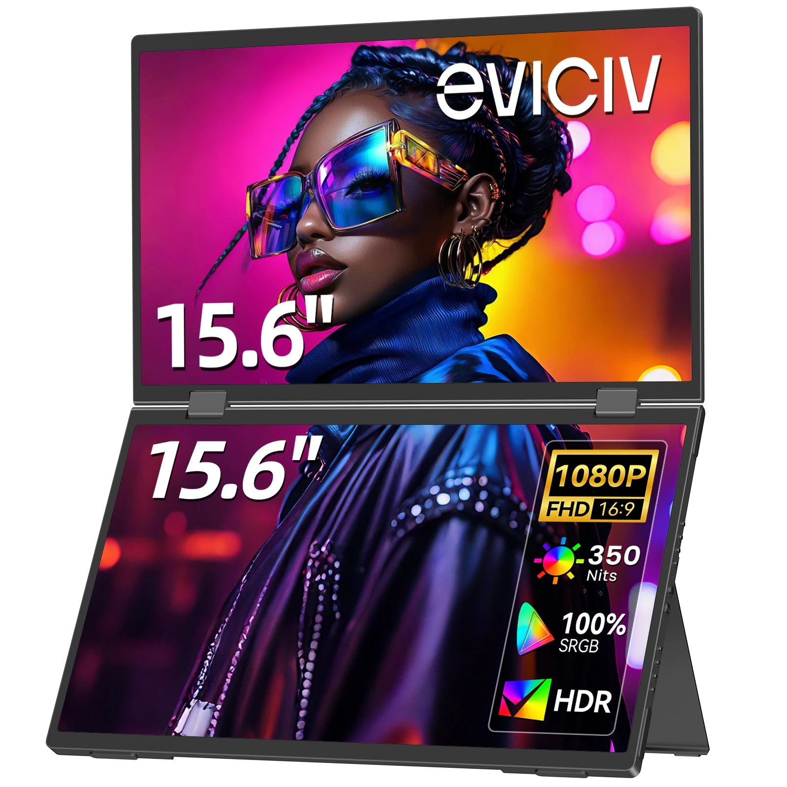 EVICIV 15.6" FHD Triple Portable Dual Monitor & Laptop Screen Extender 1080P - Image 1
