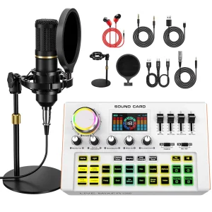 TENLAMP Y300 BM800 Podcast Microphone Bundle with Audio Mixer Professional