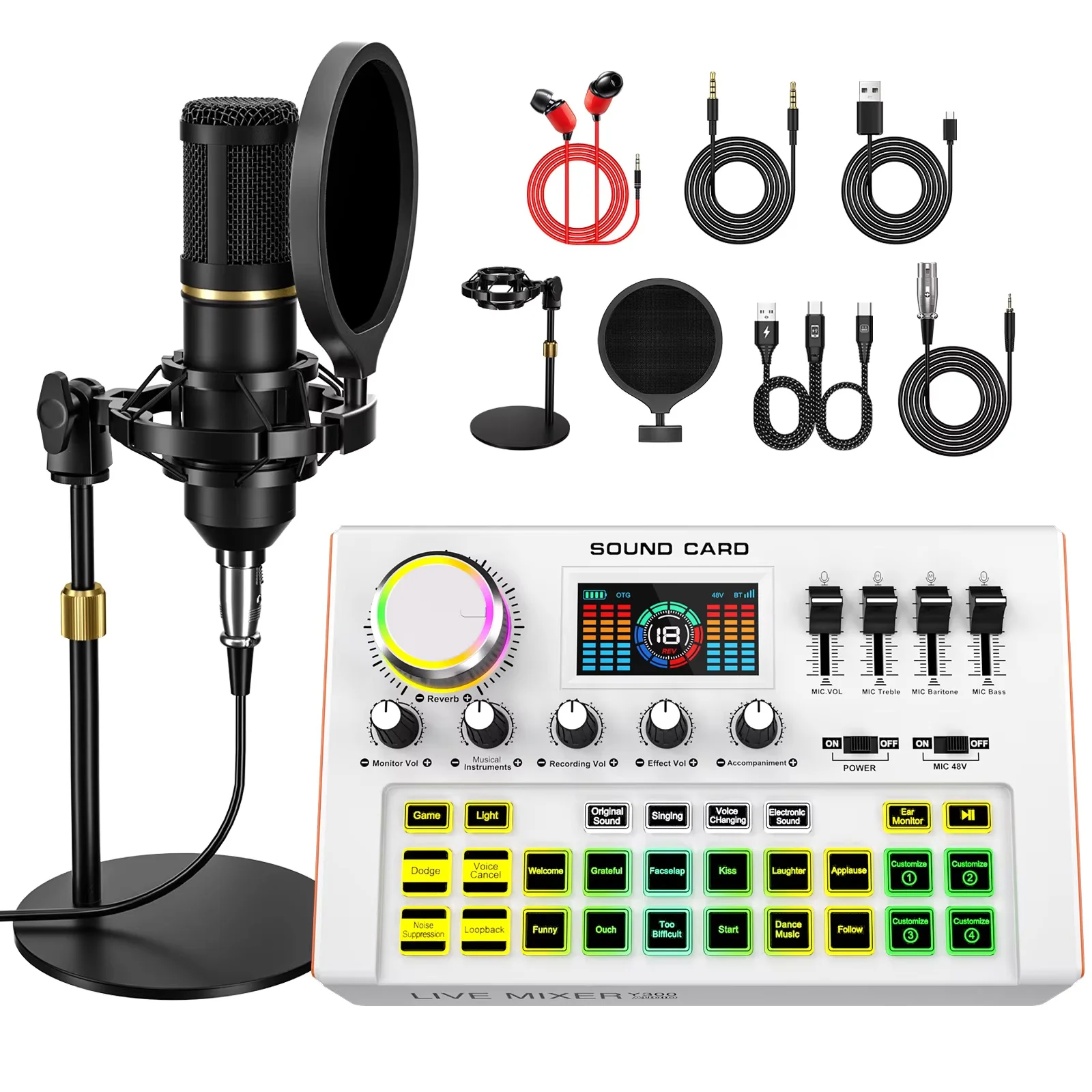 TENLAMP Y300 BM800 Podcast Microphone Bundle with Audio Mixer Professional - Image 1