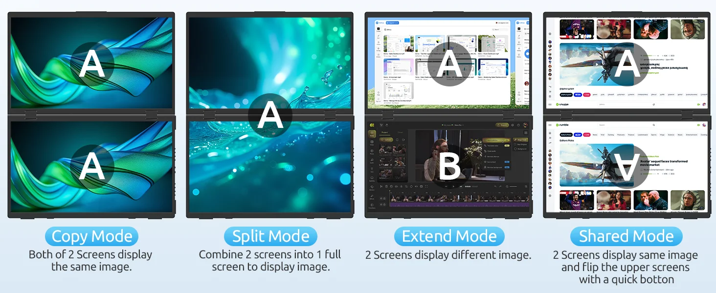 EVICIV 15.6" FHD Triple Portable Dual Monitor & Laptop Screen Extender 1080P - Image 10