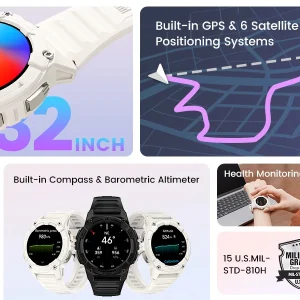 KOSPET TANK S2 GPS Smart Watch For Women Compass Altimeter Barometer Bluetooth - Thumbnail Image 11