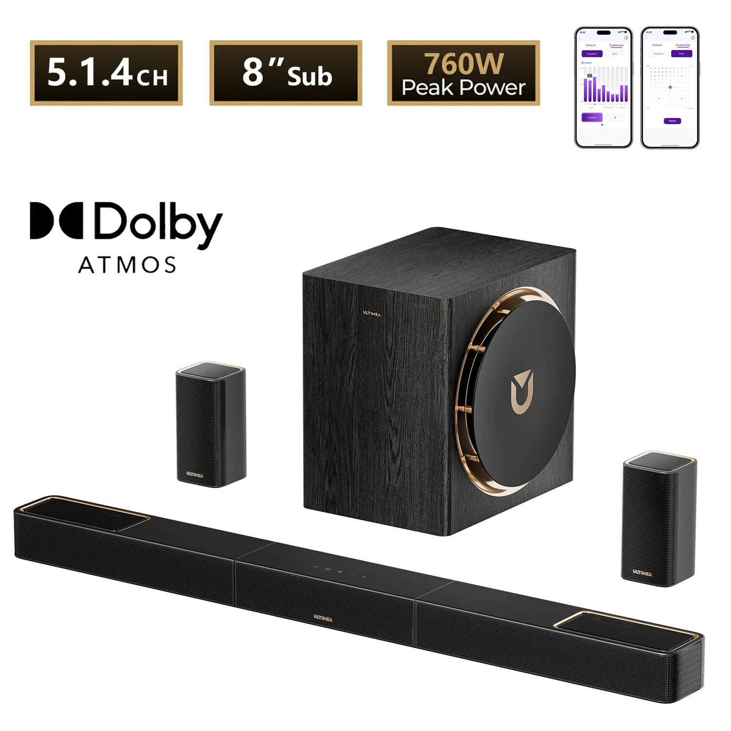 ULTIMEA 7.1.4ch Soundsystem Soundbar, Dolby Atmos & APP Control - Image 10