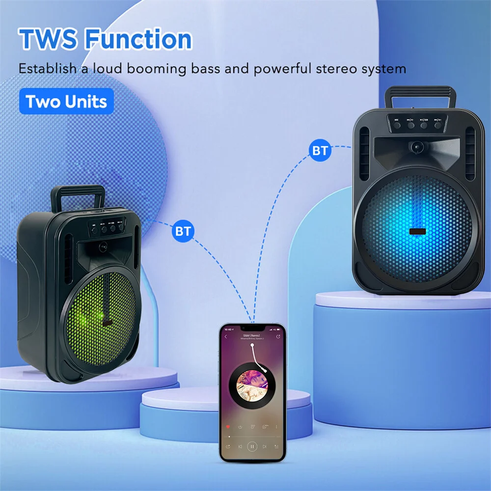 6.5' Portable Bluetooth Subwoofer Heavy Bass Rechargeable Speaker - Image 4